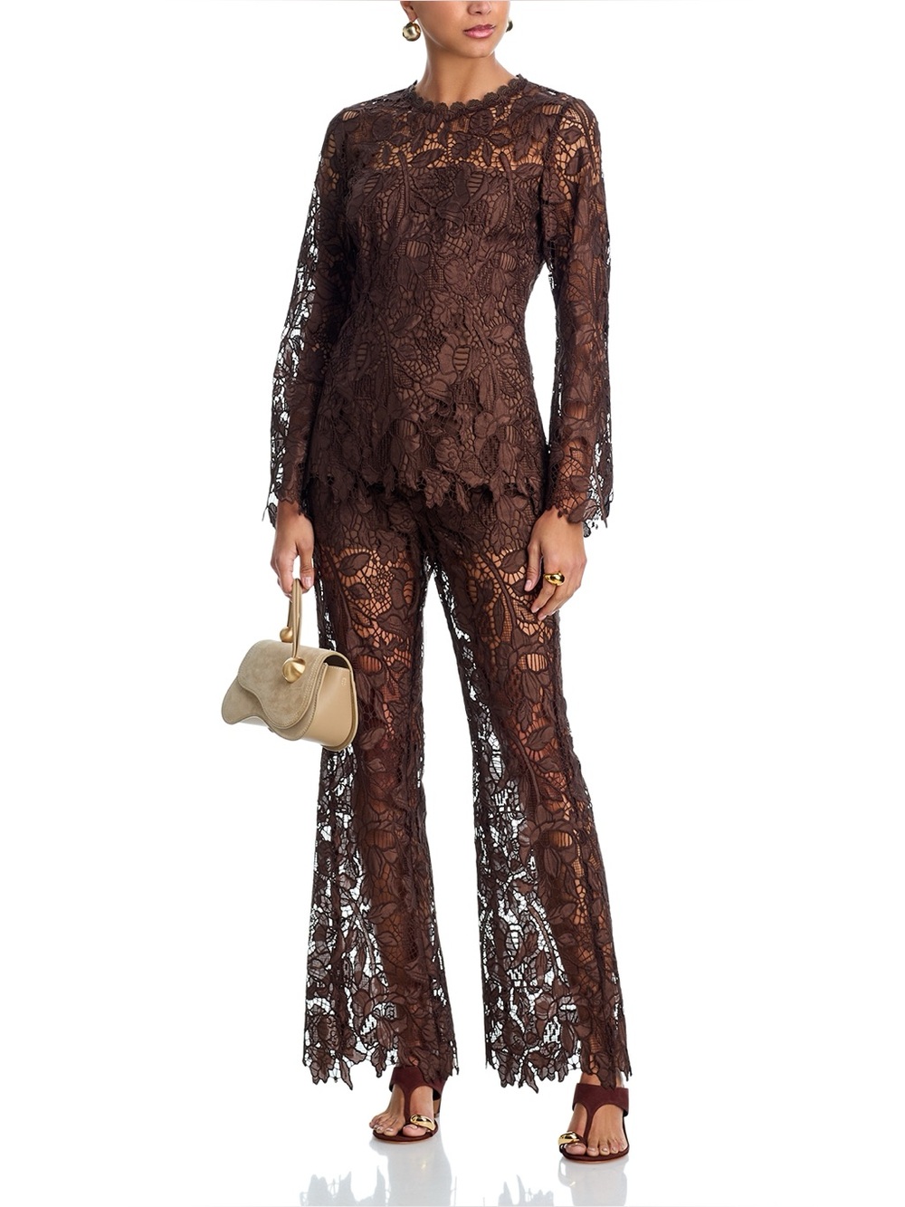 NWT AQUA Lace Long Sleeved Tunic Top